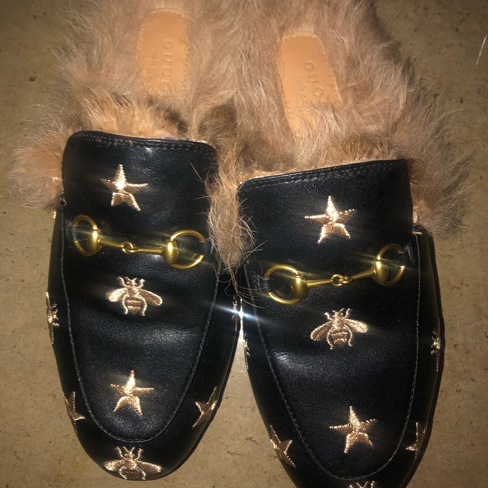 Gucci Princetown  mule with fur bee line size 38